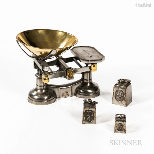 Polished Brass and Iron Scale Set, England, W. & T. Aver...