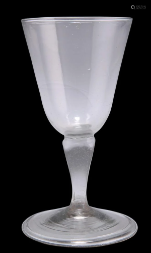 A SILESIAN STEM WINE GLASS, CIRCA 1760, with bucket bowl, of...