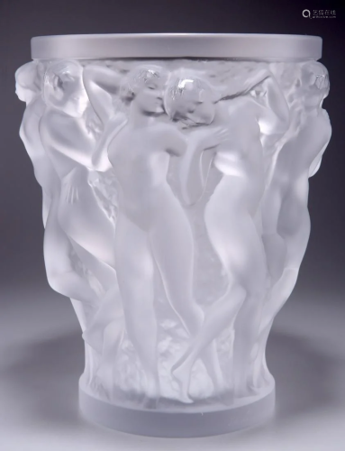 LALIQUE, A 'BACCHANTES' VASE, clear and frosted mo...