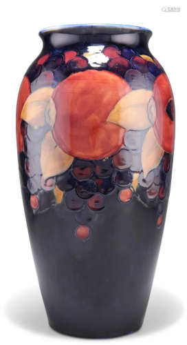 A MOORCROFT LARGE POTTERY VASE, baluster form, 'Pomegra...