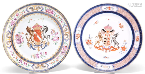 TWO SAMSON ARMORIAL PLATES, LATE 19TH CENTURY, in Chinese ex...