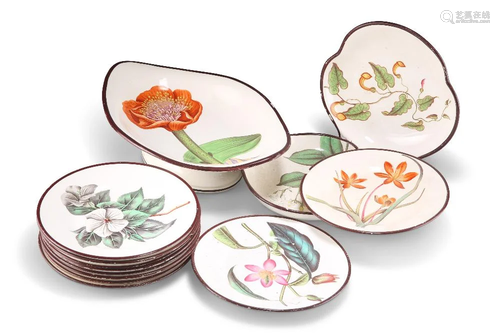 A CREAMWARE BOTANICAL DESSERT SERVICE, CIRCA 1800-1820, comp...