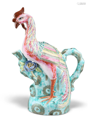 A CHINESE FAMILLE ROSE 'PHOENIX' EWER, LATE 19TH C...