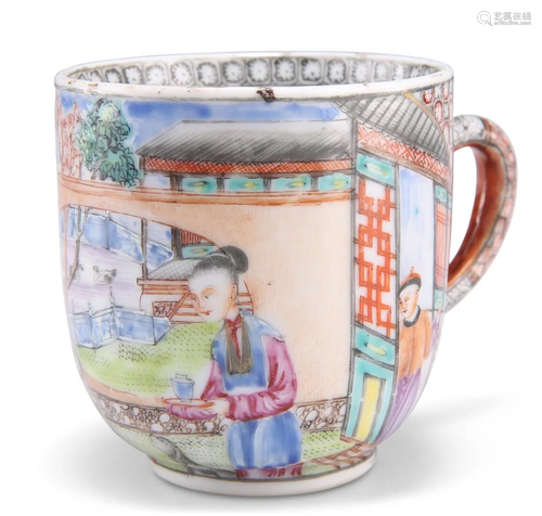 AN 18TH CENTURY CHINESE EXPORT COFFEE CUP, Famille Rose deco...