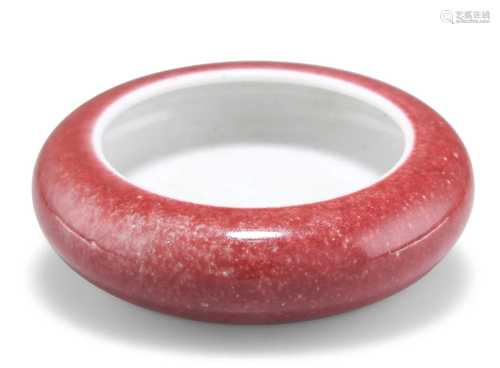 A CHINESE PEACH BLOOM GLAZED BRUSH WASHER, KANGXI MARK AND P...