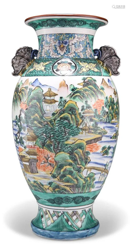 A JAPANESE PORCELAIN VASE, CIRCA 1900, of baluster form with...