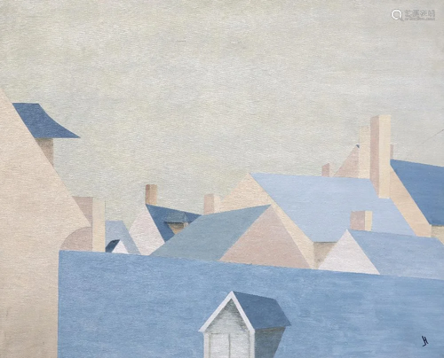 JEAN HAMILTON (1909-2010), ROOFTOPS IN HONFLEUR, monogrammed...