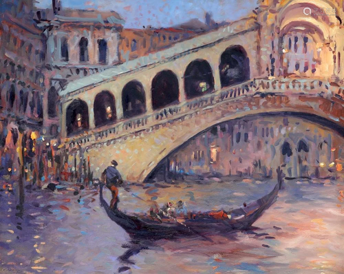 KEN MORONEY (1949-2018), THE RIALTO BRIDGE, signed lower lef...