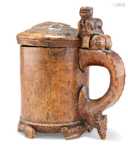 A BIRCH PEG TANKARD, NORWEGIAN, 18TH CENTURY, IN THE MANNER ...