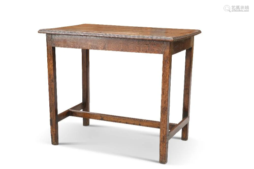 AN 18TH CENTURY OAK SIDE TABLE, the moulded rectangular top ...