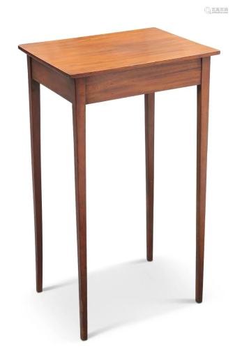 A GEORGIAN WALNUT SIDE TABLE, the rectangular top to taperin...