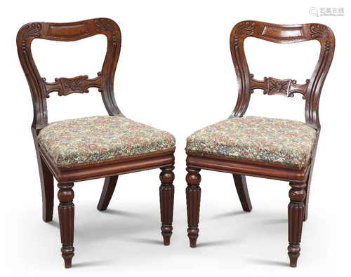 A PAIR OF REGENCY MAHOGANY SIDE CHAIRS, to a Gillows design,...