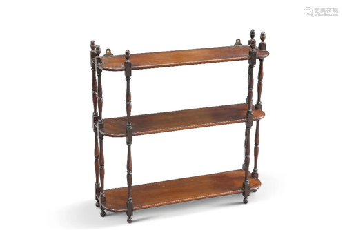 A SET OF 19TH CENTURY CHIPPENDALE-STYLE MAHOGANY HANGING SHE...