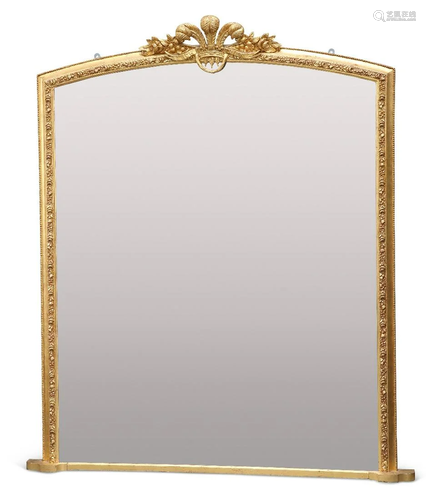 A 19TH CENTURY GILTWOOD OVERMANTEL MIRROR, with 'Prince...