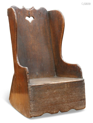 A CHILD'S OAK ROCKING CHAIR, PROBABLY CUMBRIAN, the pla...