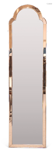 AN ART DECO FRAMELESS MIRROR, of narrow rectangular form wit...