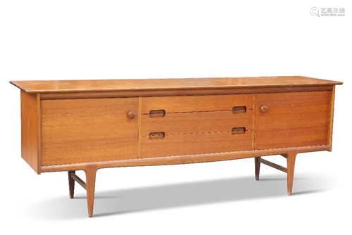 A 1960S TEAK SIDEBOARD, BY YOUNGER, with a pair of cupboard ...