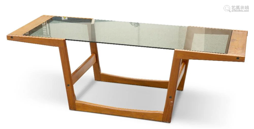 A DANISH TEAK AND SMOKED GLASS COFFEE TABLE, BY SIKA MOBLER,...