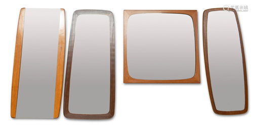 FOUR TEAK FRAMED WALL MIRRORS, CIRCA 1960S/1970S, including ...