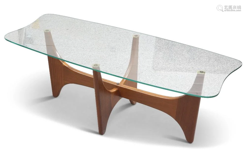 A TEAK AND GLASS COFFEE TABLE, BY STONEHILL, CIRCA 1970S, in...