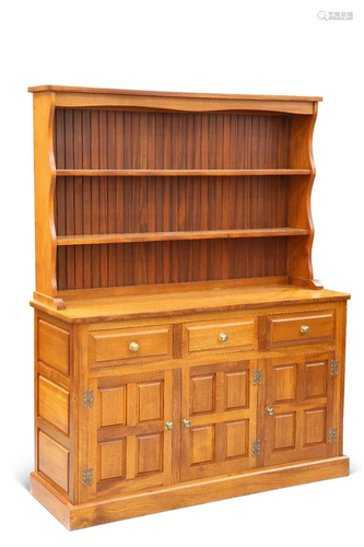 A CRYER CRAFT ELM DRESSER AND RACK, the rack with two fixed ...