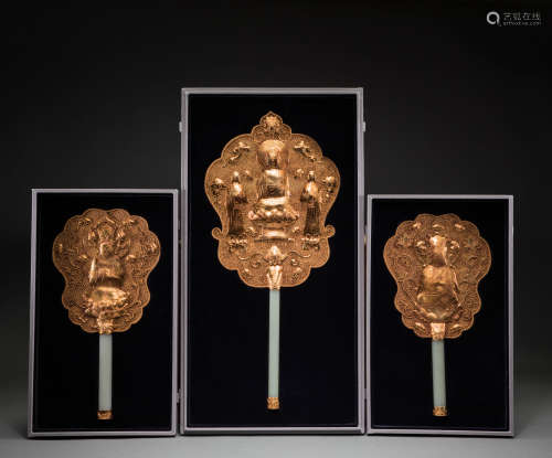 Jade gilt fan from Hetian, Song Dynasty, China
