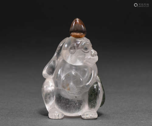 Crystal monkey snuff bottle from Song Dynasty of China