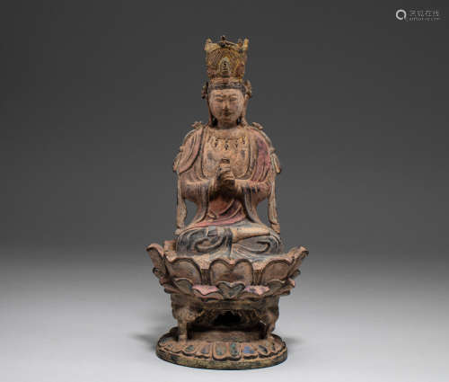 Chinese Tang Dynasty silver painted Buddha statue