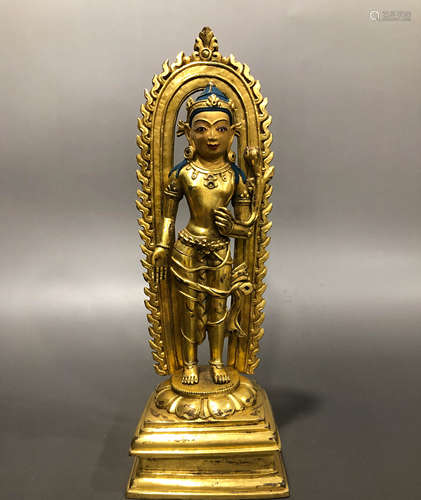 Chinese Qing Dynasty bronze gilt Buddha statue