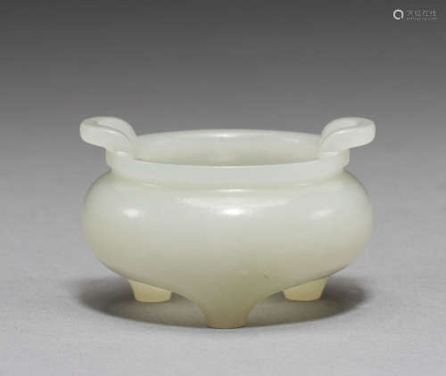 Hetian jade incense burner from Qing Dynasty