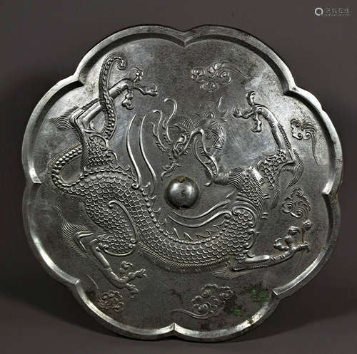 Bronze Dragon Mirror of Han Dynasty in China