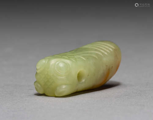 Chinese red Mountain culture jade silkworm