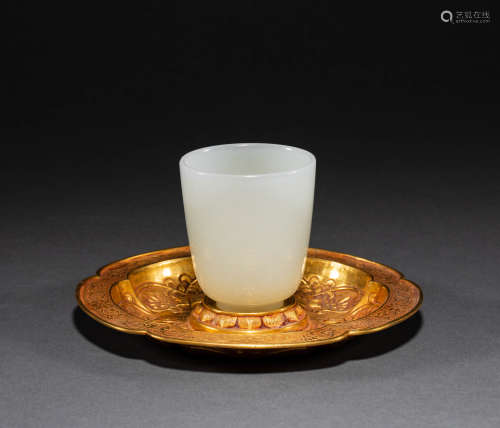 Chinese Tang Dynasty hetian jade cup holder