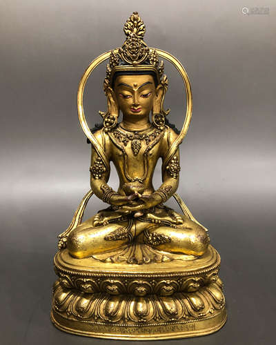 Chinese Qing Dynasty bronze gilt Buddha statue