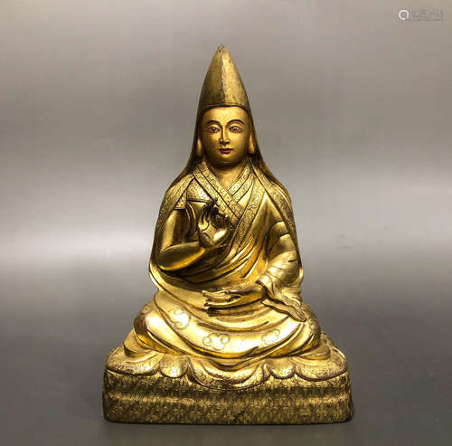 Chinese Qing Dynasty bronze gilt Buddha statue