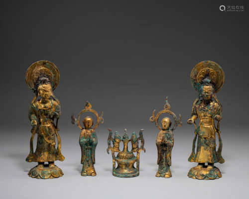 Chinese Tang Dynasty bronze gilt Buddha statue