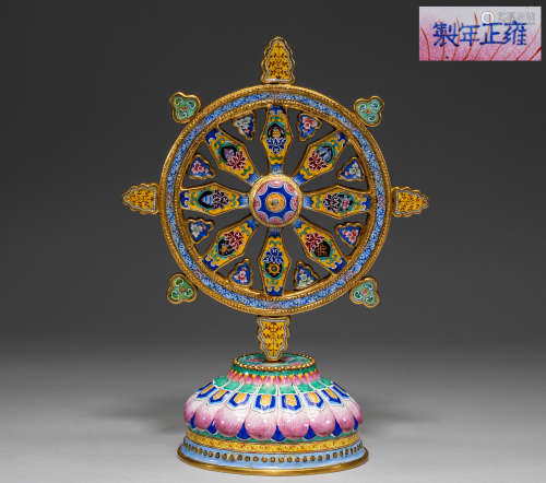 Chinese enamel ornaments with copper figurine in qing Dynast...