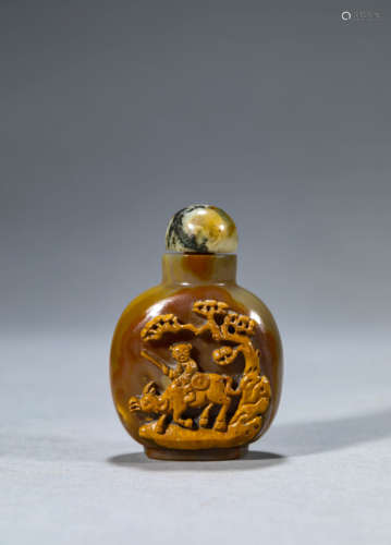 Agate Boy Ox-Herding Snuff Bottle