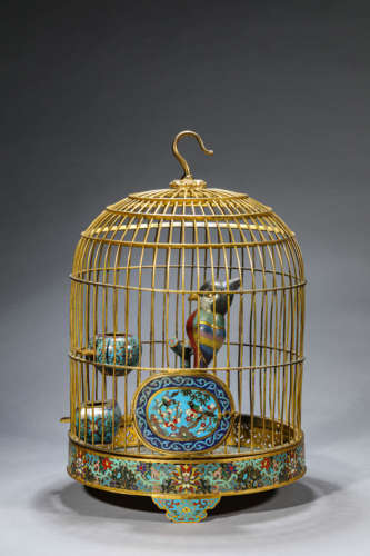 Bronze Cloisonne Enamel Bird Cage