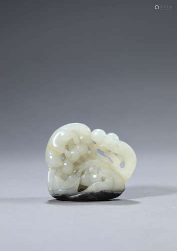 Black And White Jade Squirrel And Grape Ornament