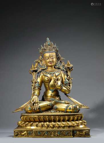 Tibetan Inlaid Turquoise White Tara