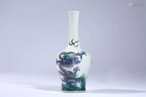 Doucai Dragon Waves Bottle Vase