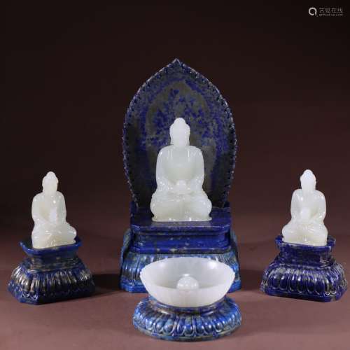 Hetian Jade lapis lazuli Buddha statue of Qing Dynasty China