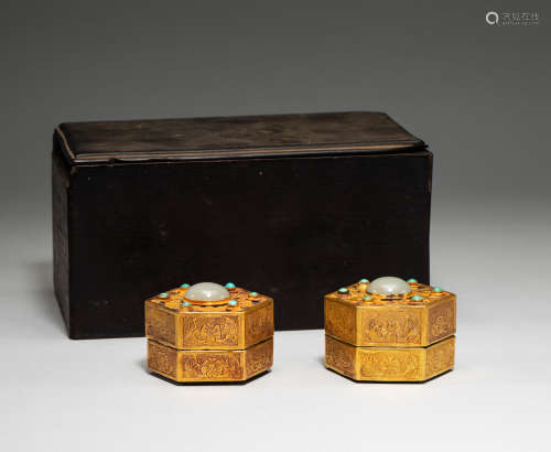 Chinese Liao dynasty crystal inlaid gilt sarira box