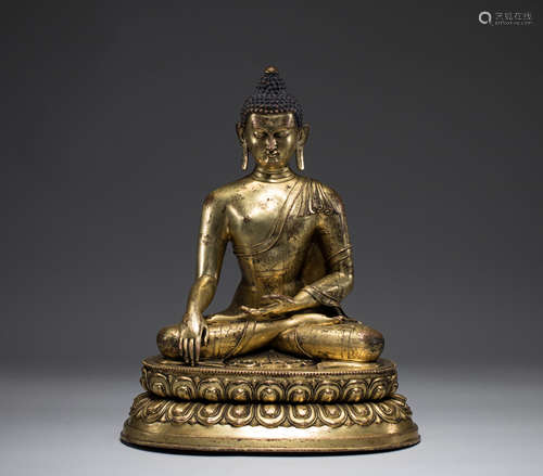 Chinese Qing Dynasty bronze gilt Buddha statue