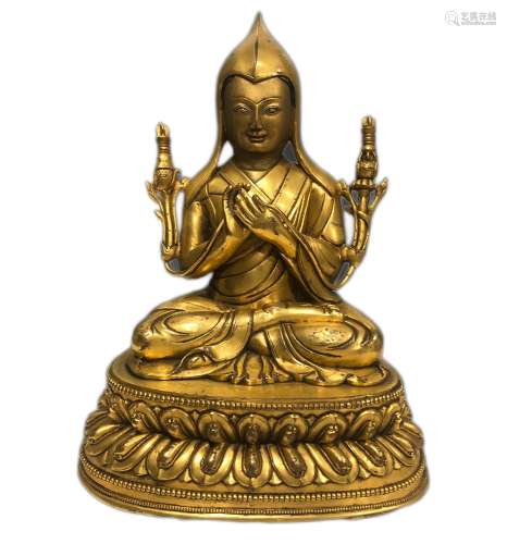 Ancient Chinese bronze gilt Buddha statue