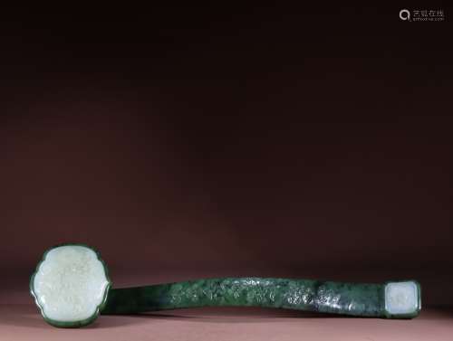 Chinese Qing Dynasty Hetian jade white jade inlaid jade ruyi