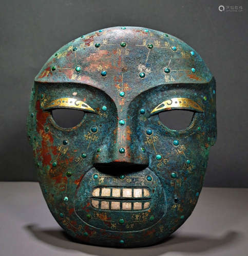 Chinese Han Dynasty bronze wrong gold and silver acupuncture...