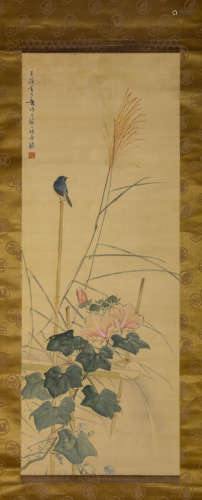 Chinese Flower And Bird Painting, Hanging Scroll, Huang Huan...