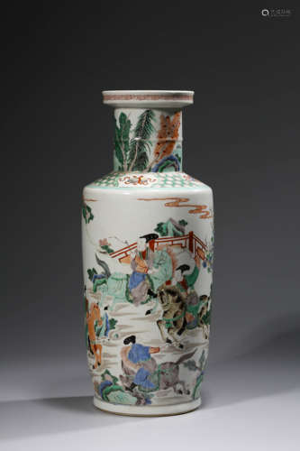 Wucai Figure And Story Roulea Vase